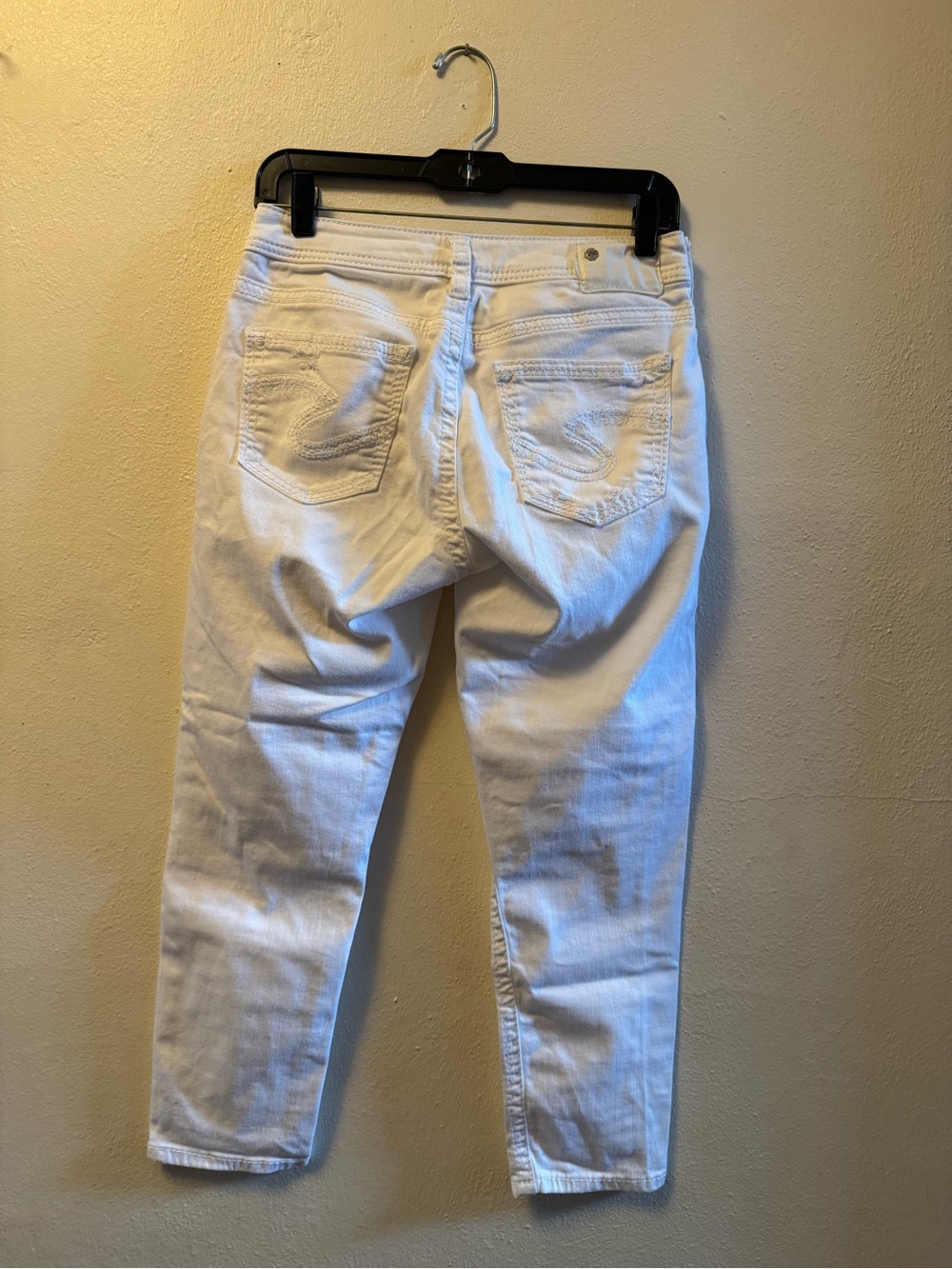 Silver Jeans Co. Suki Skinny Crop White Curvy Fit Jeans W29/L24 Mid-Rise Stretch - Picture 2 of 10
